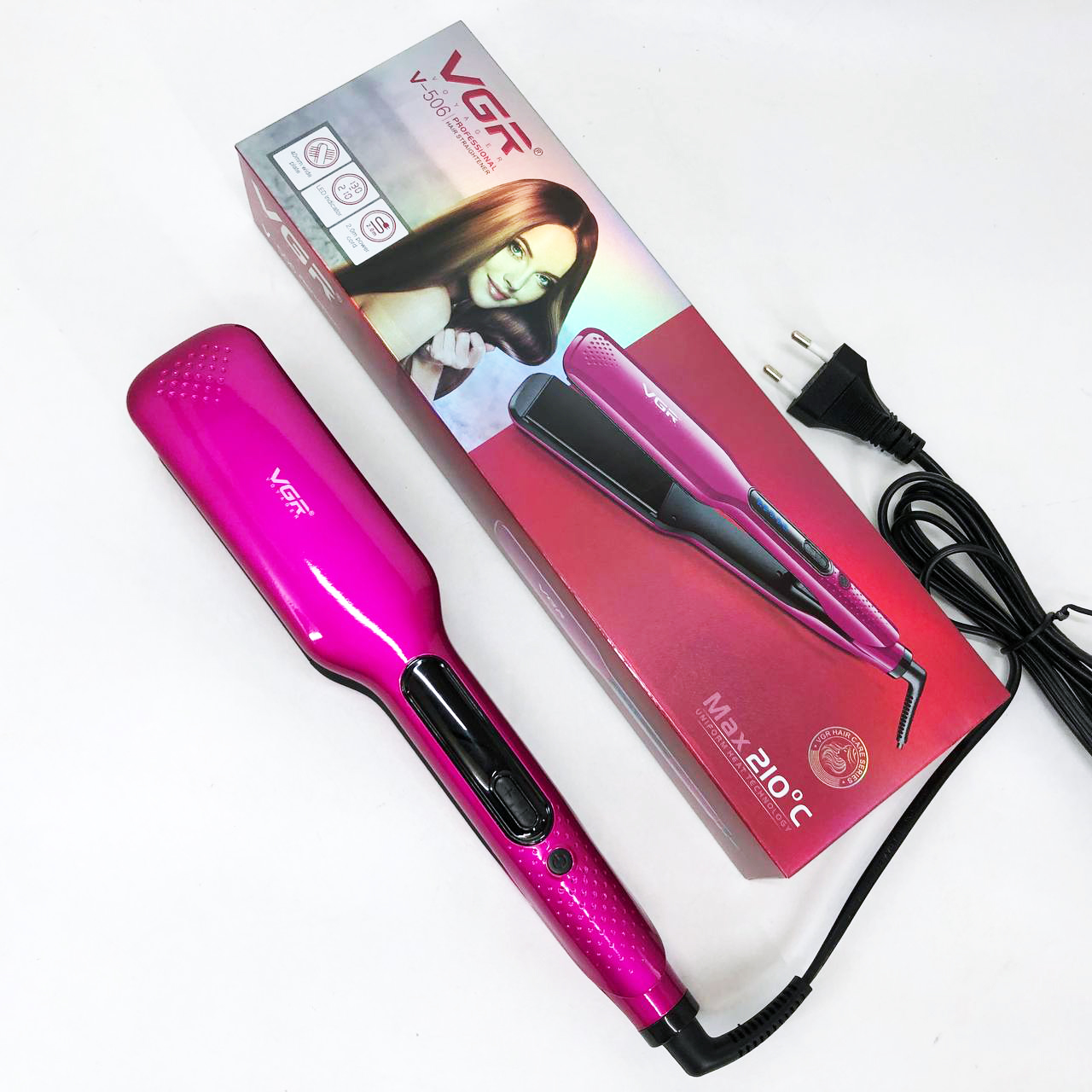 Випрямляч волосся VGR V-506 — широкі керамічні пластини, LED 130–210°C — изображение 9