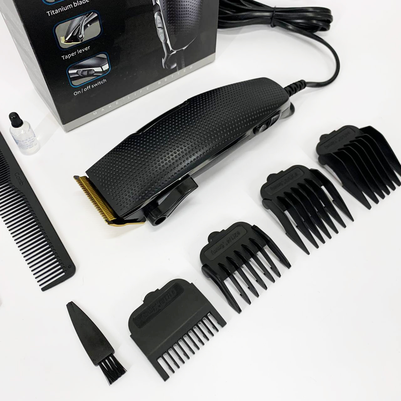 Машинка для стрижки Gemei GM-806 — титанове лезо, 4 насадки — изображение 5