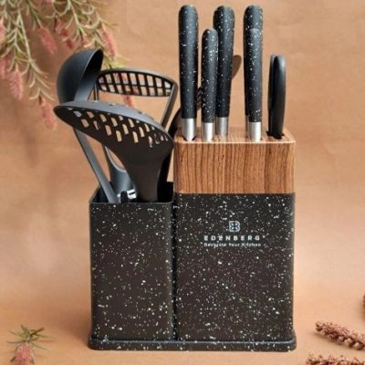 Набір кухонних ножів Edenberg EB-11098 із 12 предметів на стійці Black
