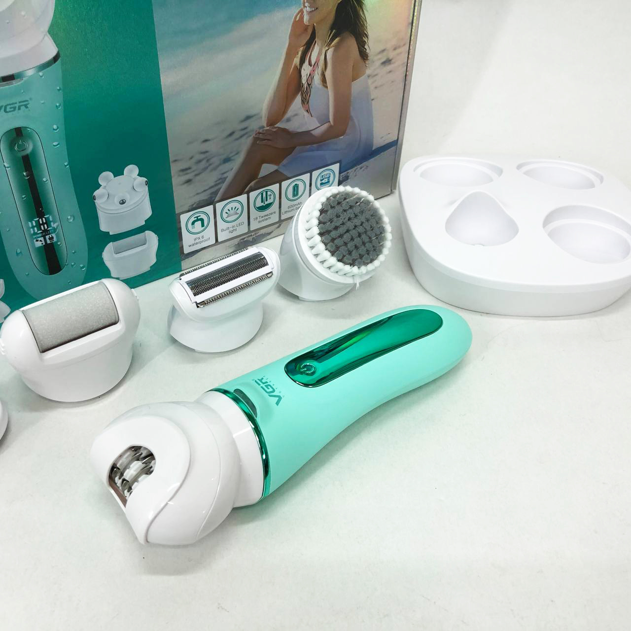 Епілятор VGR 5 в 1 V-751, 5 насадок. Колір: зелений — изображение 23