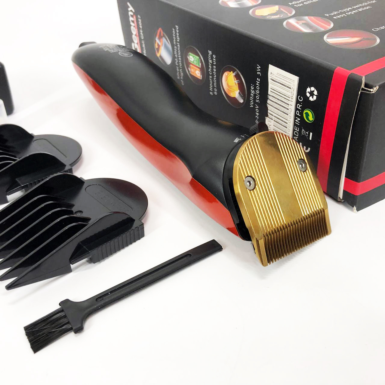 Машинка для стрижки Gemei GM-6027 — бездротова 60 хв, 4 насадки — изображение 13