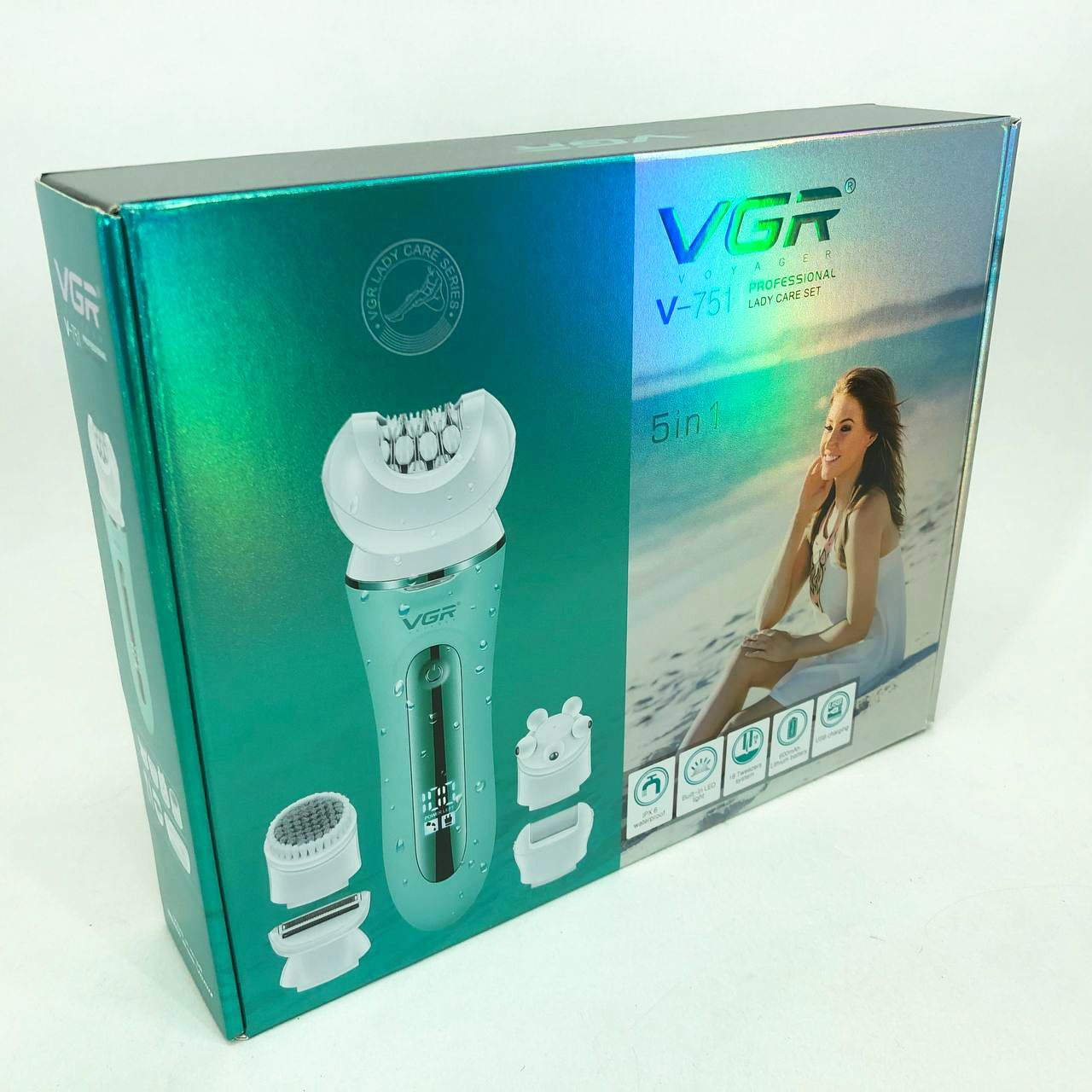 Епілятор VGR 5 в 1 V-751, 5 насадок. Колір: зелений — изображение 7