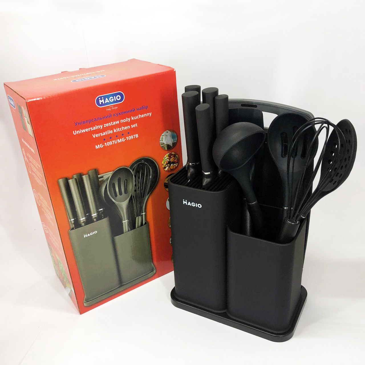 Набір силіконових кухонних речей Magio MG-1097B набір ножів лопаток 12 предметів — изображение 15