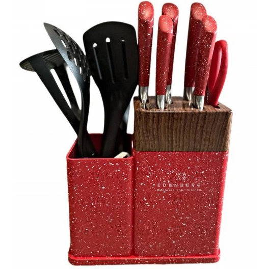 Набір кухонних ножів Edenberg EB-11098 із 12 предметів на стійці Red