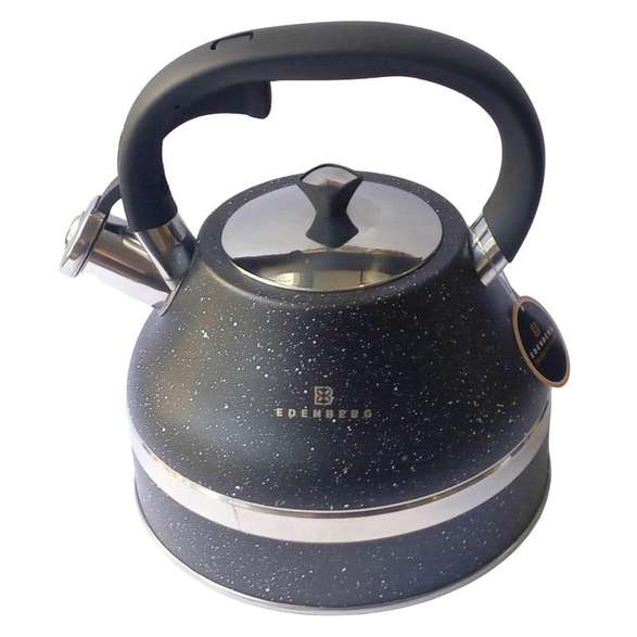 Чайник зі свистком Edenberg EB-8856 з мармуровим покриттям та турбо індукційним капсульним дном 3л Black
