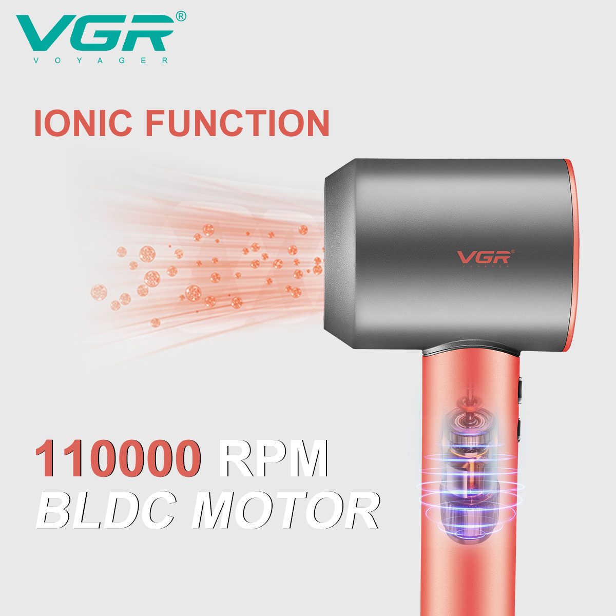 Професійний фен VGR V-440 — BLDC 1400 Вт, іонізація — изображение 15
