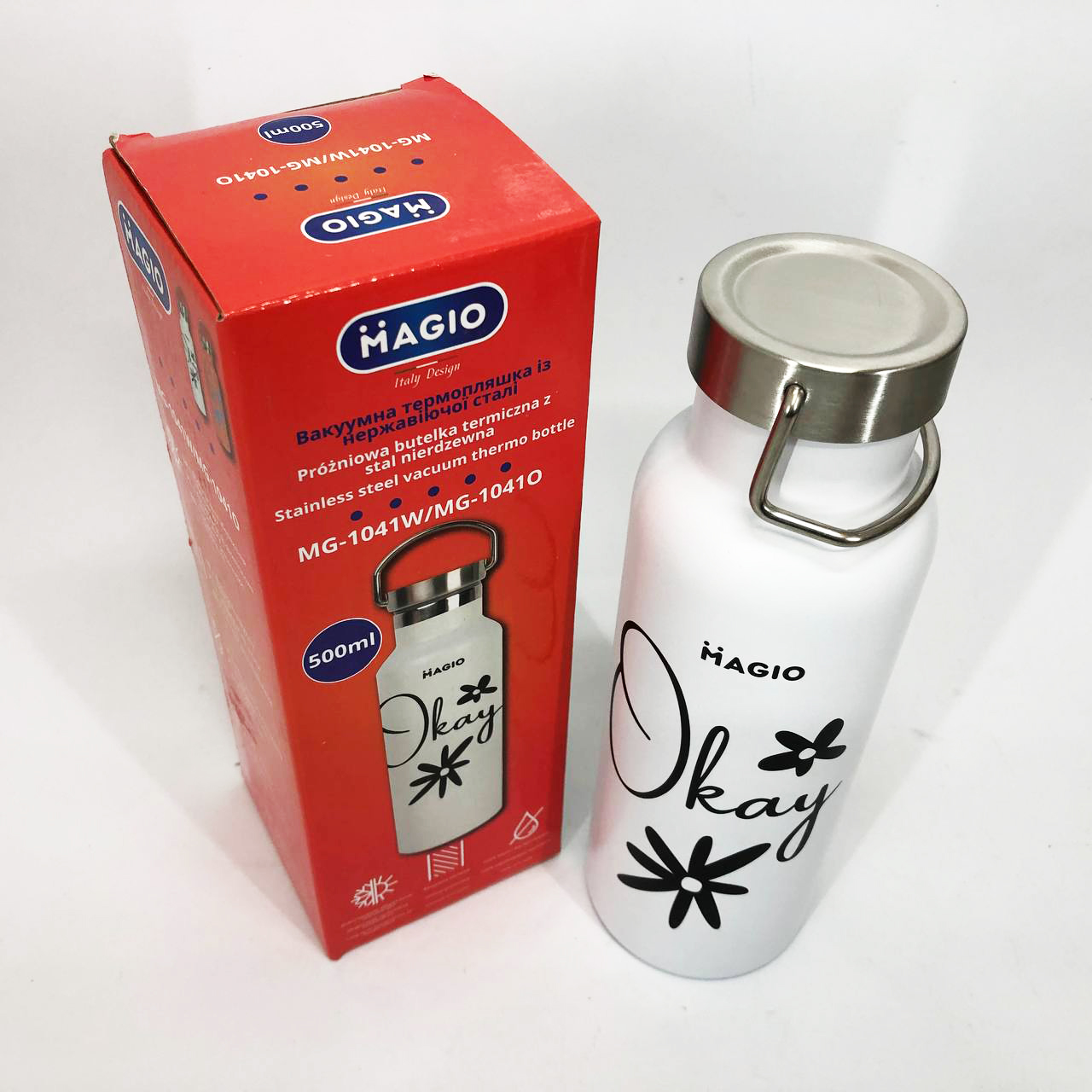 Термопляшка Magio MG-1041W 500 мл, Гарний невеликий термос, Термокухоль для дітей — изображение 3