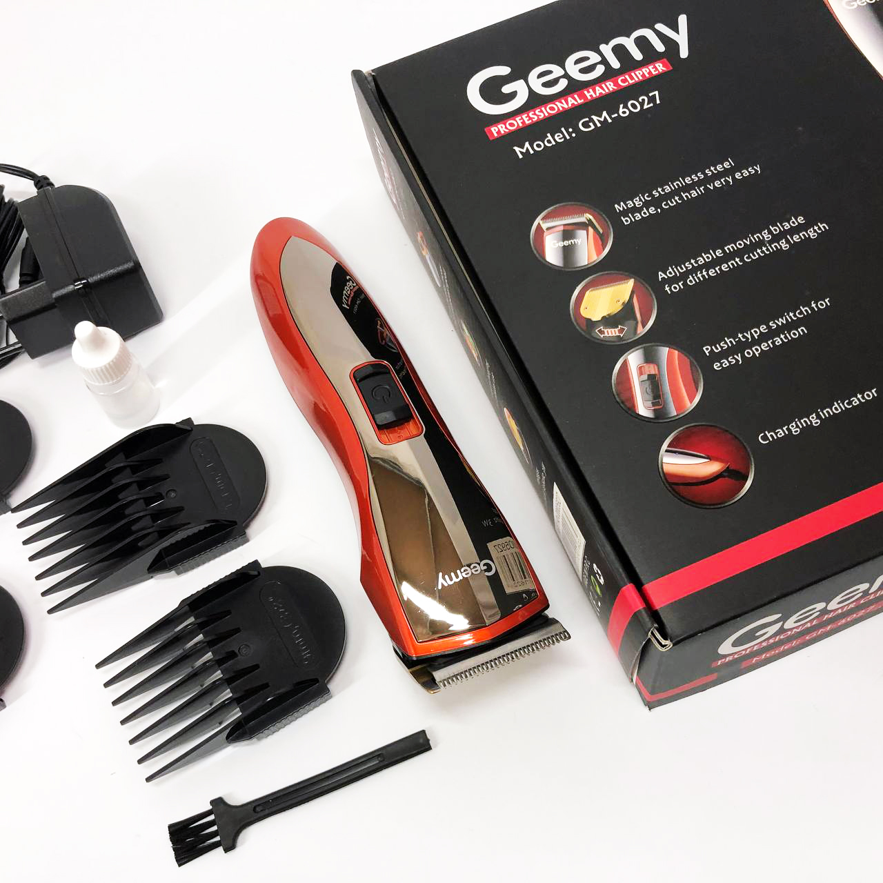 Машинка для стрижки Gemei GM-6027 — бездротова 60 хв, 4 насадки — изображение 14