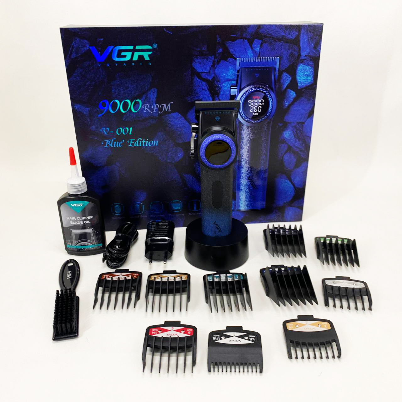 Машинка для стрижки VGR V-001 — до 9000 об/хв, LED-дисплей, 10 насадок — изображение 18