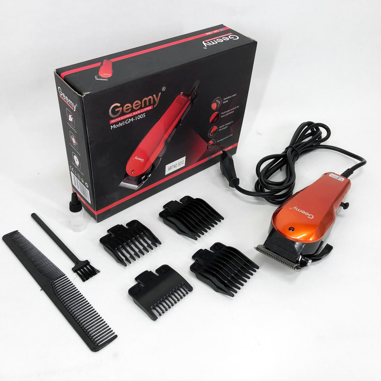 Машинка для стрижки GEMEI GM-1005 — 4 насадки, леза з нержавіючої сталі — изображение 9