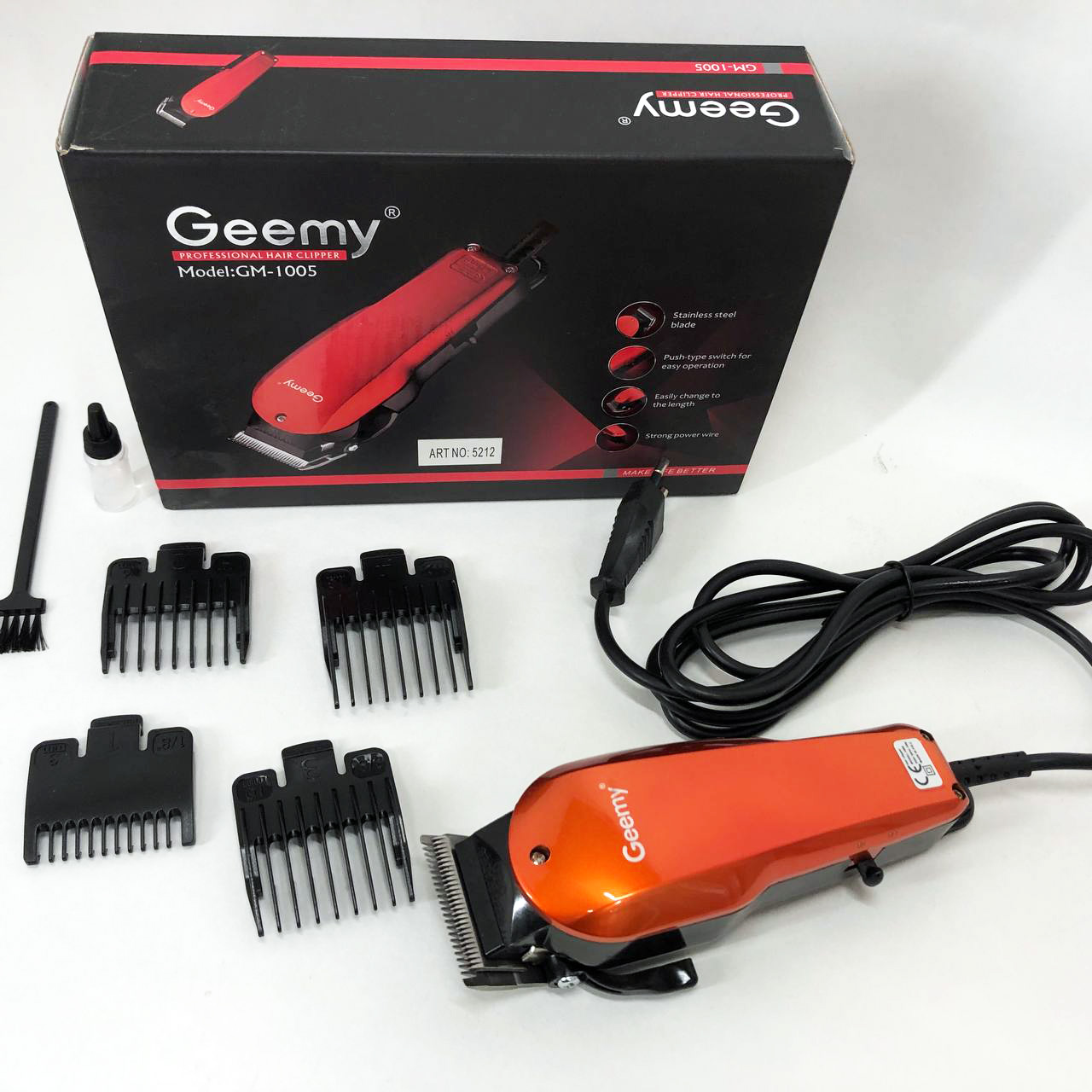 Машинка для стрижки GEMEI GM-1005 — 4 насадки, леза з нержавіючої сталі — изображение 10