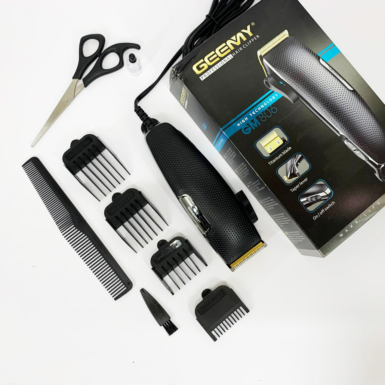 Машинка для стрижки Gemei GM-806 — титанове лезо, 4 насадки — изображение 10