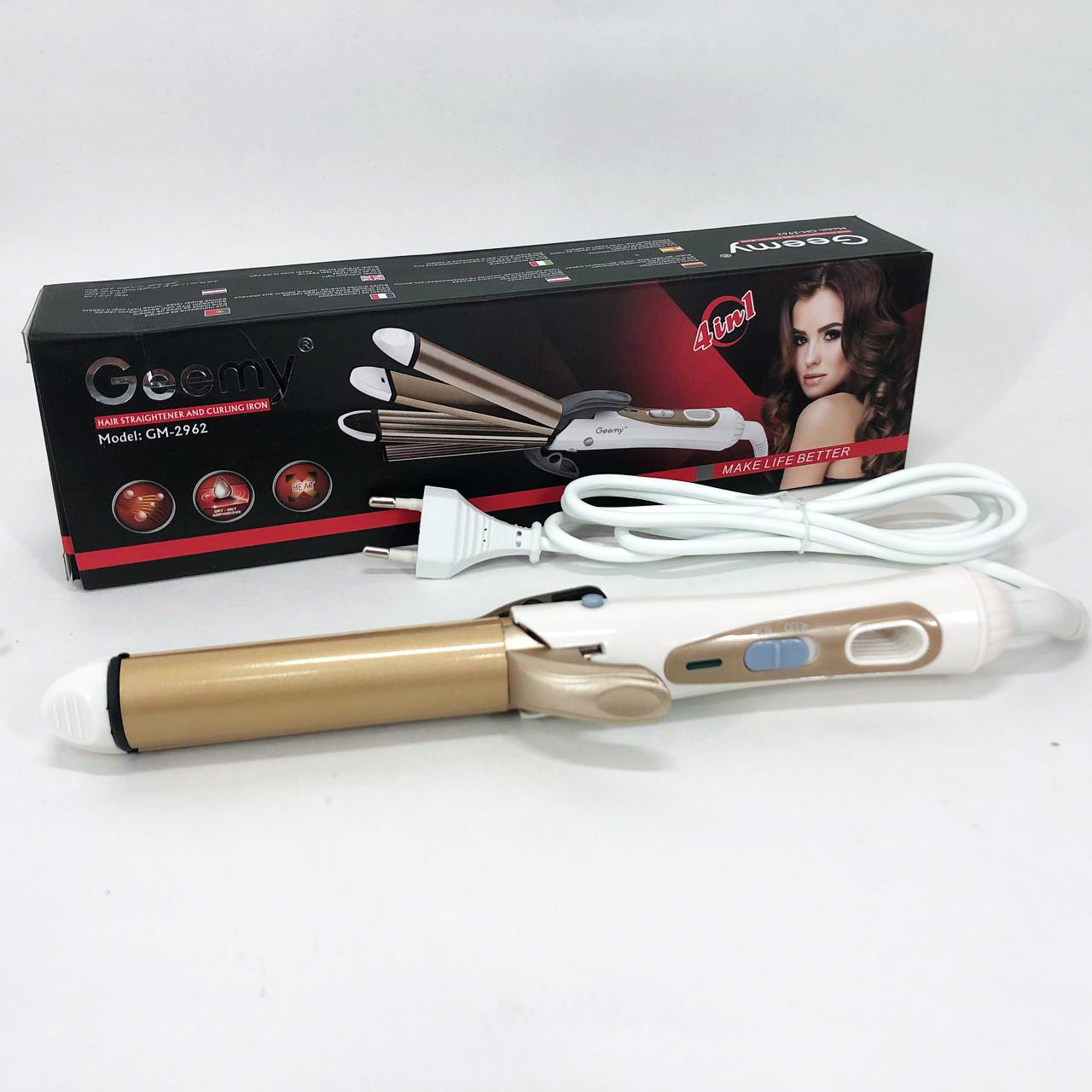 Випрямляч 4в1 GEMEI GM-2962 — плойка/гофре/200°C — изображение 3