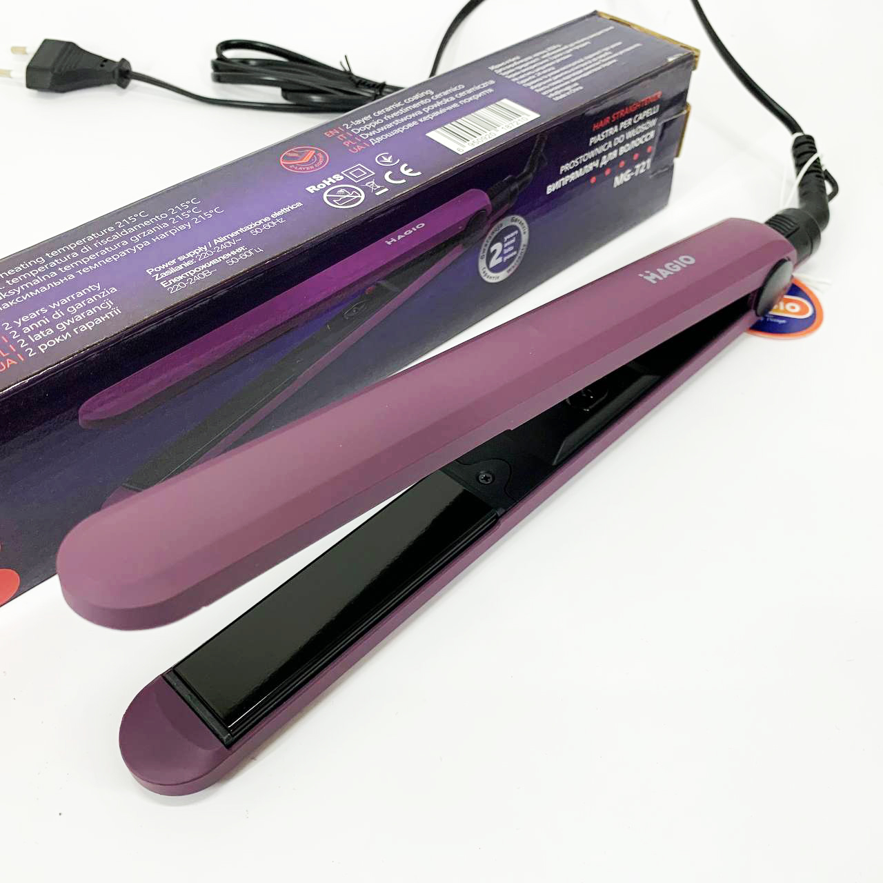 Випрямляч волосся MAGIO MG-721 — двошарова кераміка, швидке нагрівання