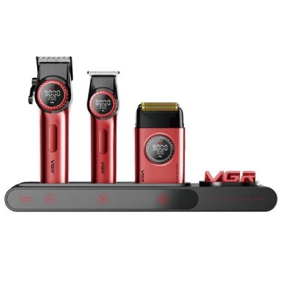 Професійний набір для барберів VGR Stepless Pro 3‑in‑1 — BLDC і зарядна станція