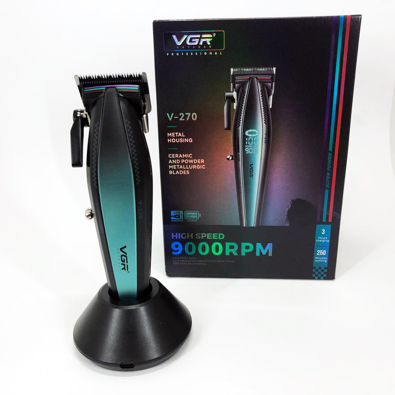 Машинка для стрижки VGR V-270 — до 250 хв автономії, DLC-лезвія — изображение 3