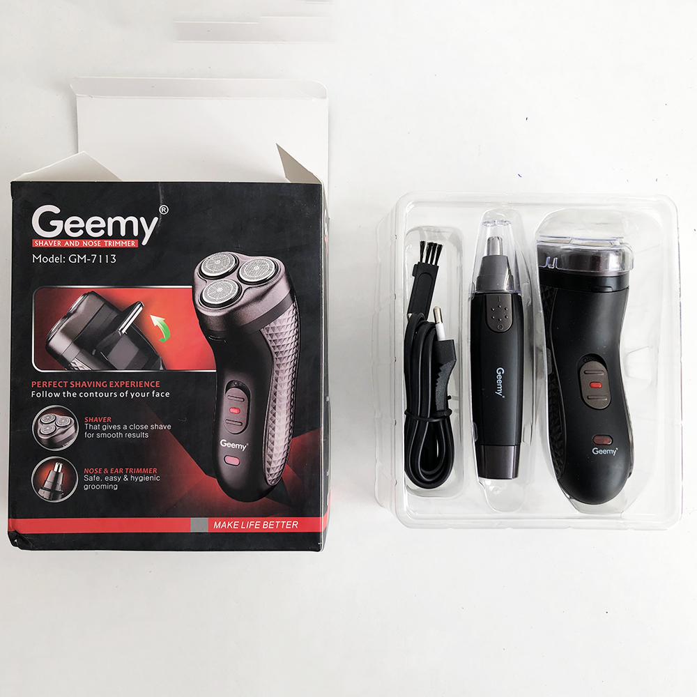 Тример для стрижки бороди триммер для носа, електробритва 3 в 1 GEMEI GM-7113, Тример бездротовий — изображение 14