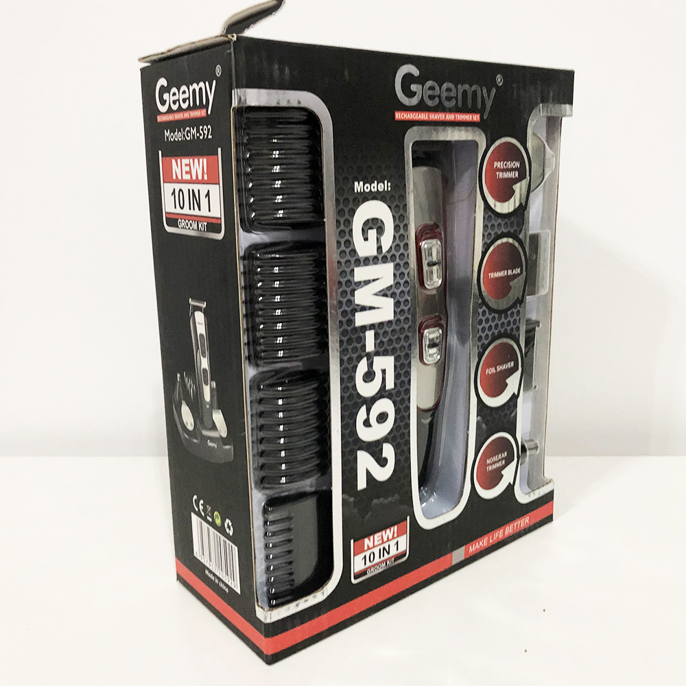 Машинка для стрижки GEMEI GM-592 10в1 — окантовочна, акумуляторна — изображение 18