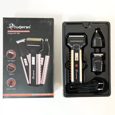 Електрична бритва Gemei GM-789, 3 насадки, Чоловіча електробритва для гоління бездротова електробритва
