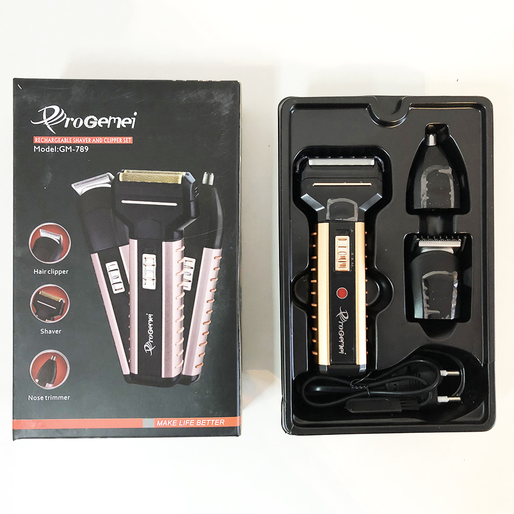 Електрична бритва Gemei GM-789, 3 насадки, Чоловіча електробритва для гоління бездротова електробритва