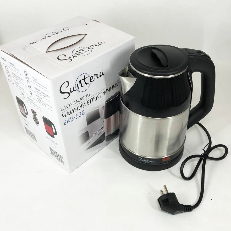 Електрочайник Suntera EKB-326S, добрий електричний чайник, електронний чайник. Колір: срібний — изображение 3