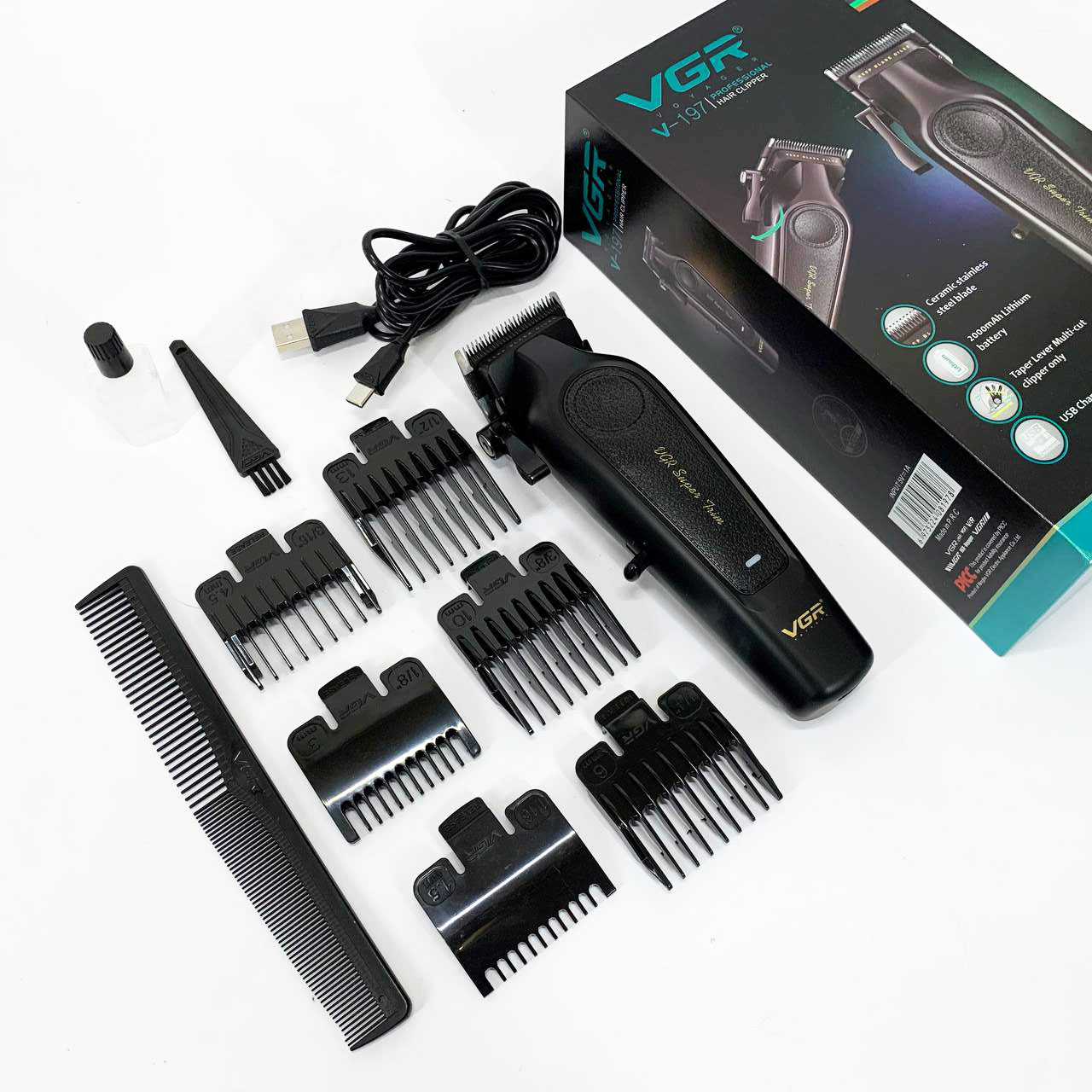 Акумуляторна машинка для стрижки VGR V-197 — до 200 хв автономної роботи, 7 Вт — изображение 6
