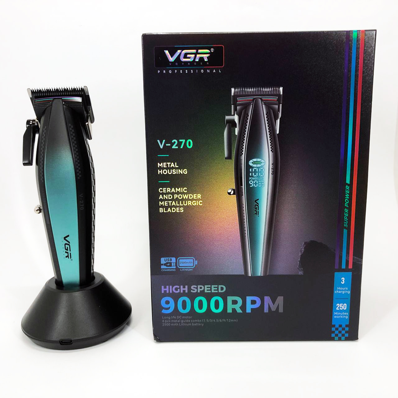 Машинка для стрижки VGR V-270 — до 250 хв автономії, DLC-лезвія — изображение 17