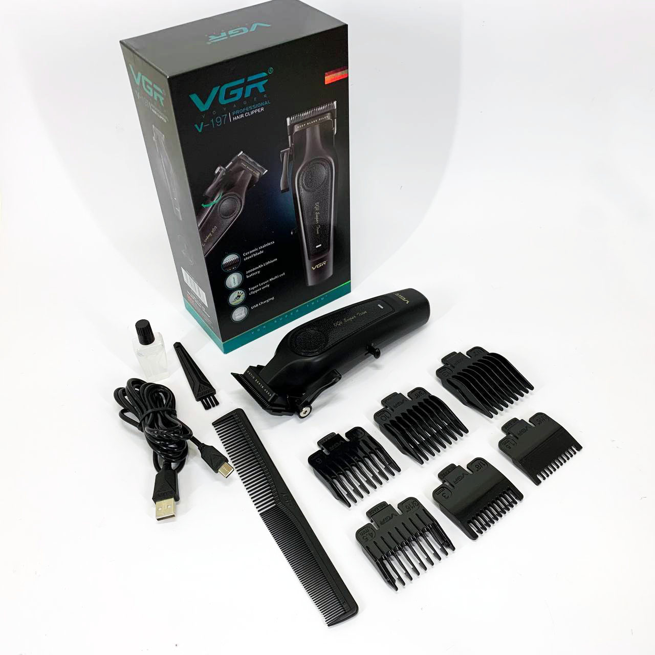 Акумуляторна машинка для стрижки VGR V-197 — до 200 хв автономної роботи, 7 Вт — изображение 15