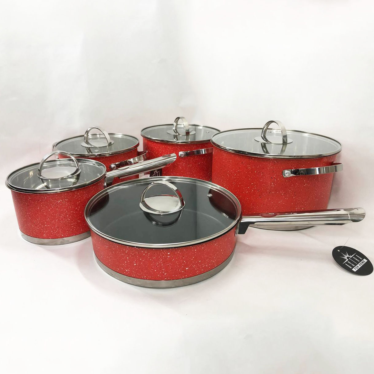 Набір посуду 10 предметів ASTRA A-2510, набір каструль з антипригарним покриттям, гарні каструлі — изображение 3