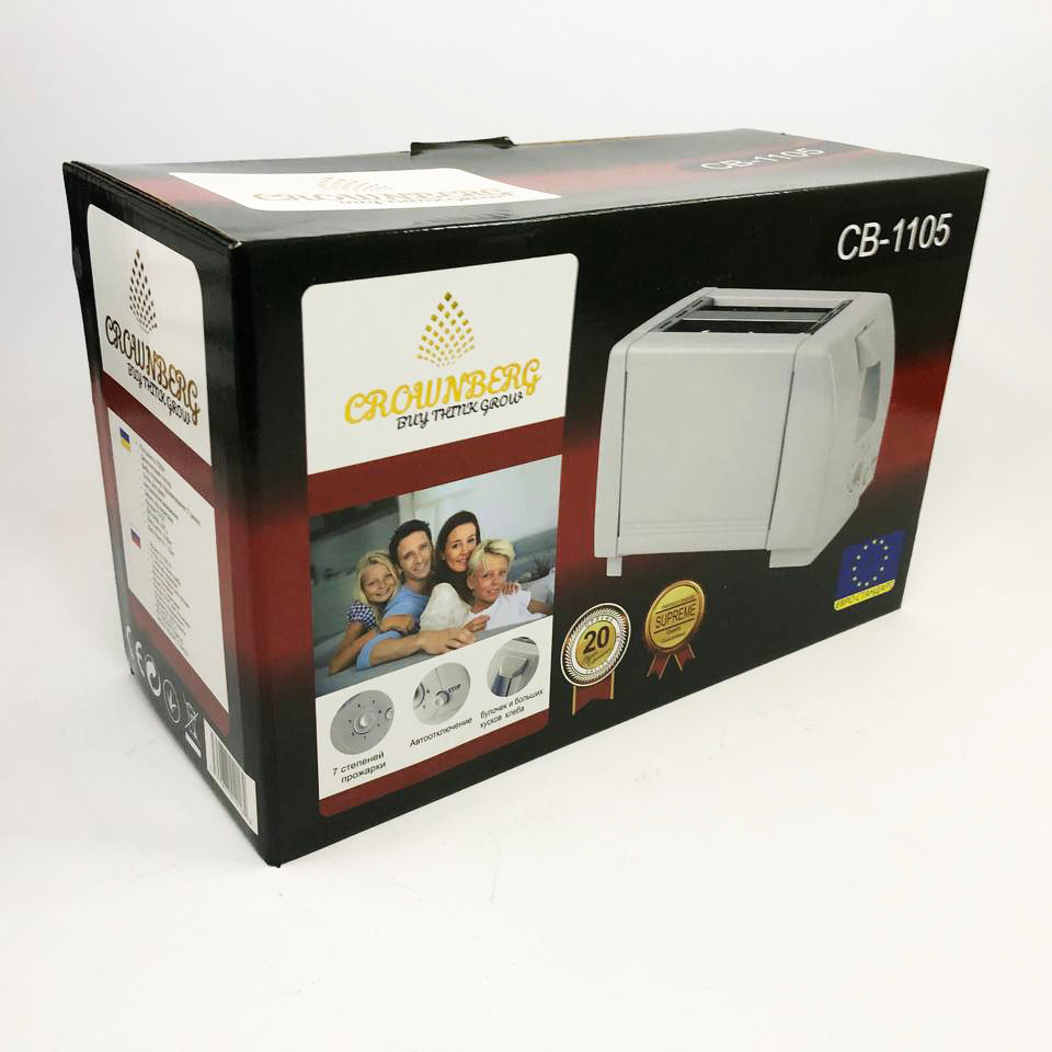 Тостер Crownberg CB-1105 з піддоном для крихт шість рівнів прожарювання, універсальний тостер кухонний — изображение 8