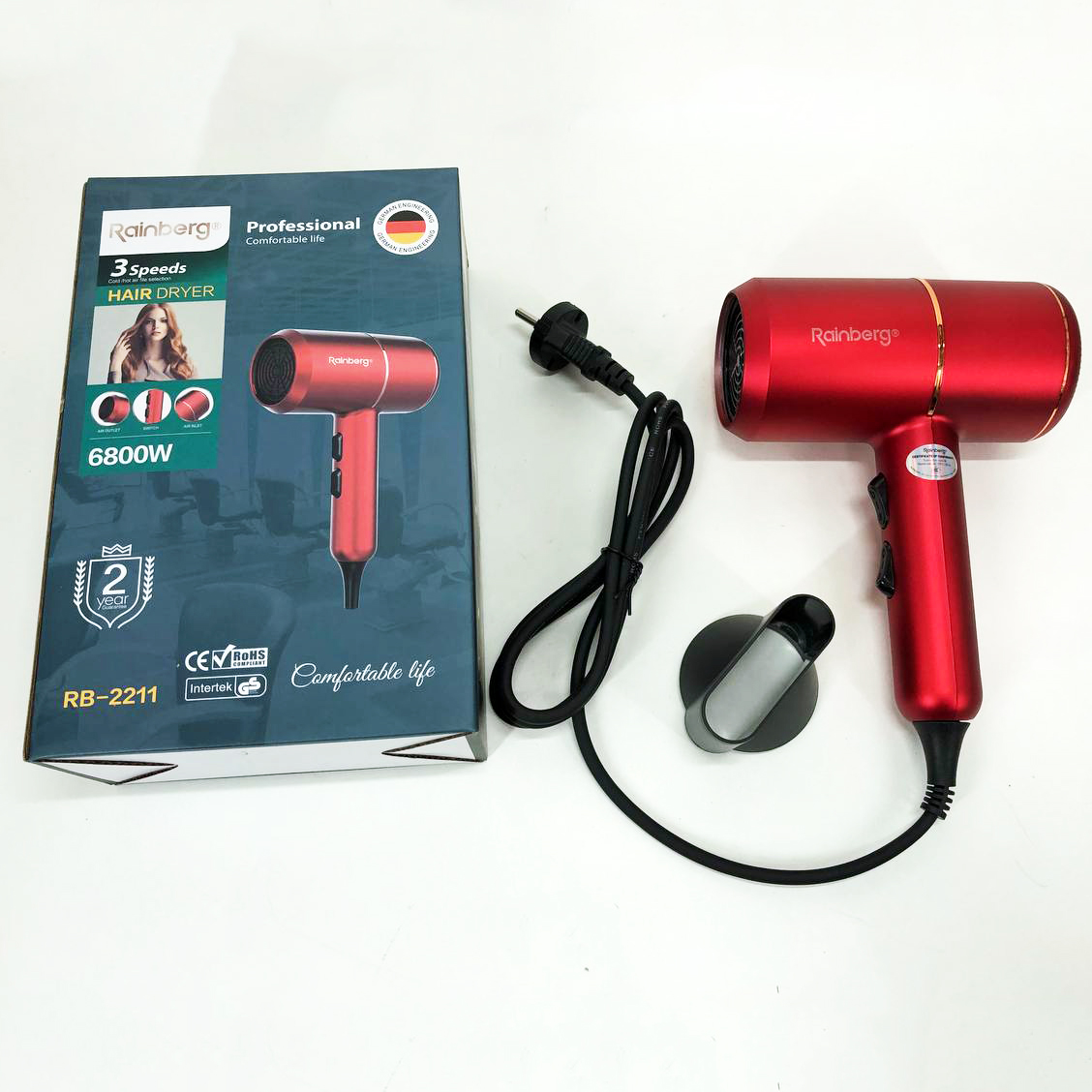 Фен Rainberg RB-2211 — потужний стайлер з насадкою-концентратором — изображение 8