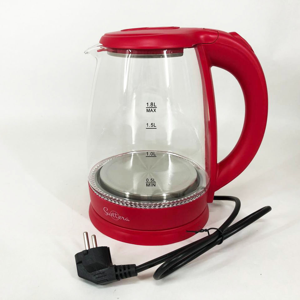 Електрочайник Suntera EKB-322R 1500 Вт, чайники з підсвічуванням, електрочайники з підсвічуванням. Колір: червоний — изображение 2