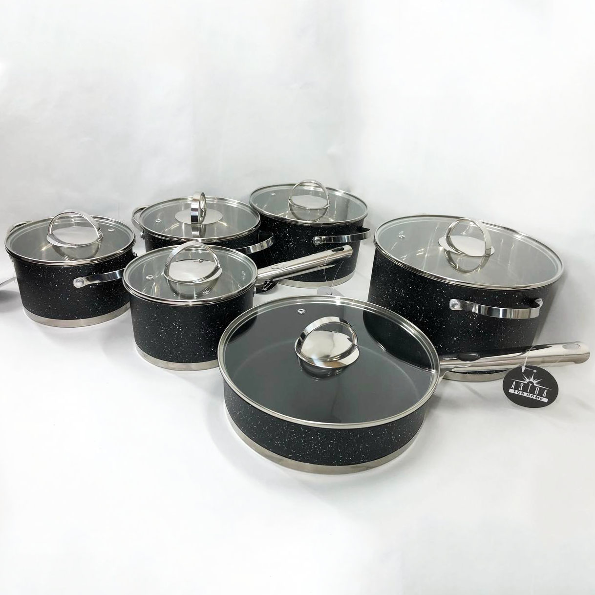 Набір посуду 12 предметів ASTRA A-2512, набір посуду для електричних плит, збірний набір каструль — изображение 4