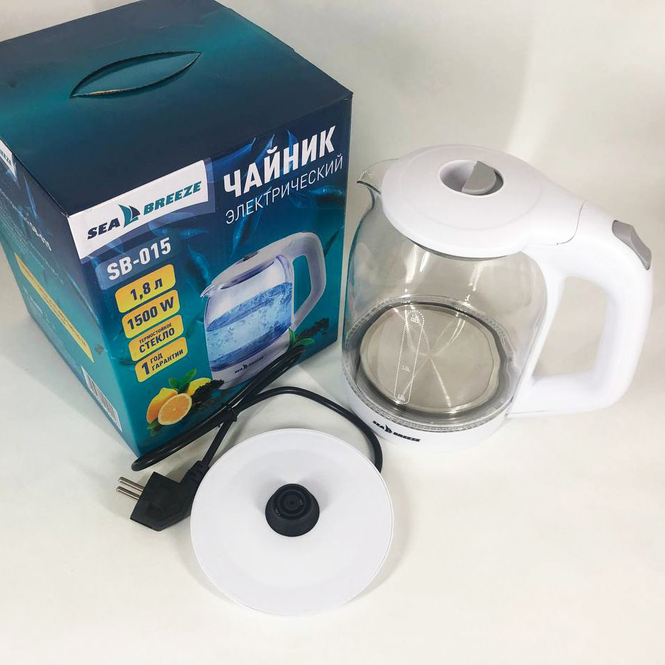 Електрочайник SeaBreeze SB-015 1.8 л чайники з підсвічуванням електронний чайник тихий електричний чайник — изображение 10
