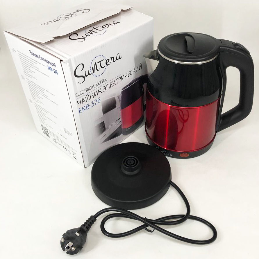 Електрочайник Suntera EKB-326R 1500 Вт/ Гарний чайник електричний / Чайник дисковий. Колір: червоний — изображение 7