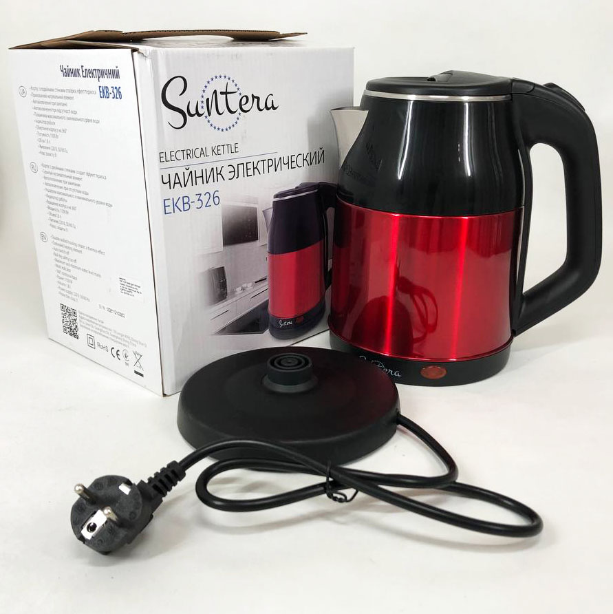 Електрочайник Suntera EKB-326R 1500 Вт/ Гарний чайник електричний / Чайник дисковий. Колір: червоний — изображение 6