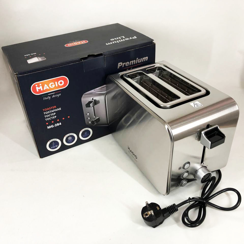 Тостер Magio MG-284 715 Вт, тостер для 2 грінок, електричний горизонтальний тостер, універсальний тостер — изображение 12