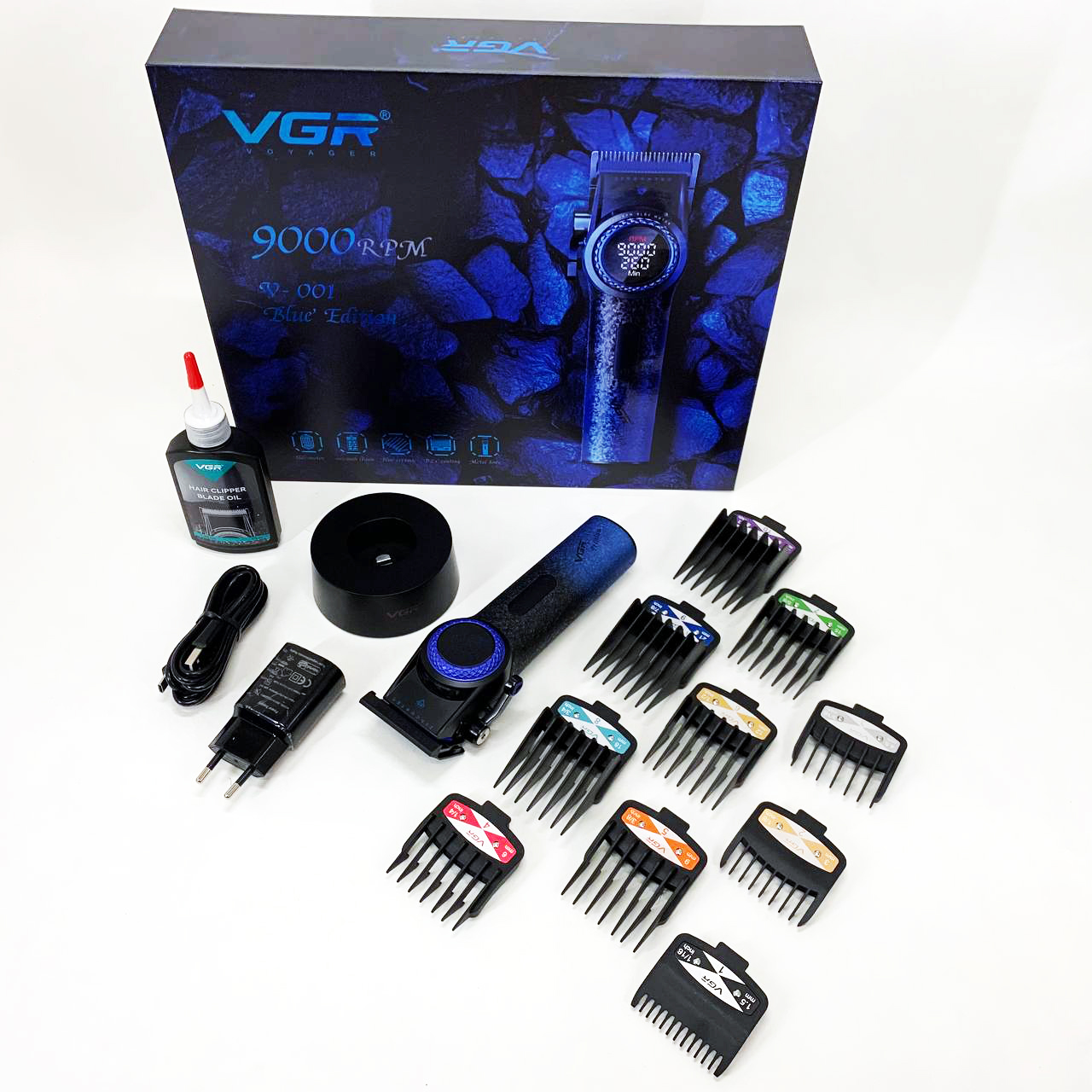 Машинка для стрижки VGR V-001 — до 9000 об/хв, LED-дисплей, 10 насадок — изображение 3