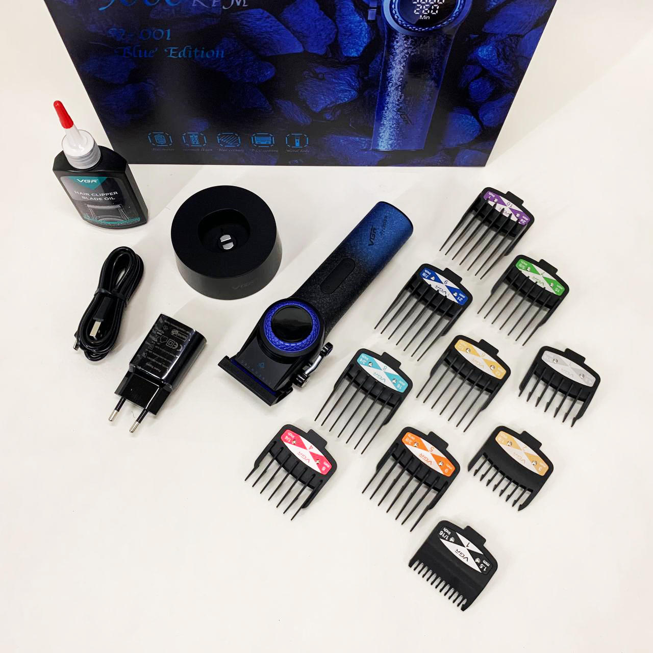 Машинка для стрижки VGR V-001 — до 9000 об/хв, LED-дисплей, 10 насадок — изображение 22