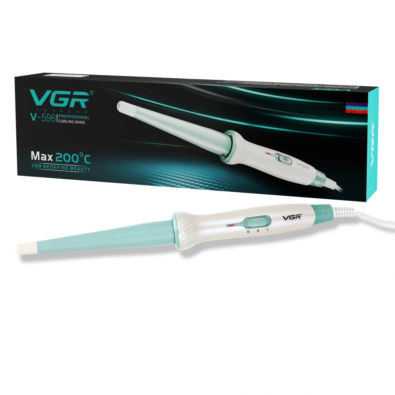 Конусна плойка VGR HP-V-596 з керамічним покриттям для безпечного укладання — изображение 5