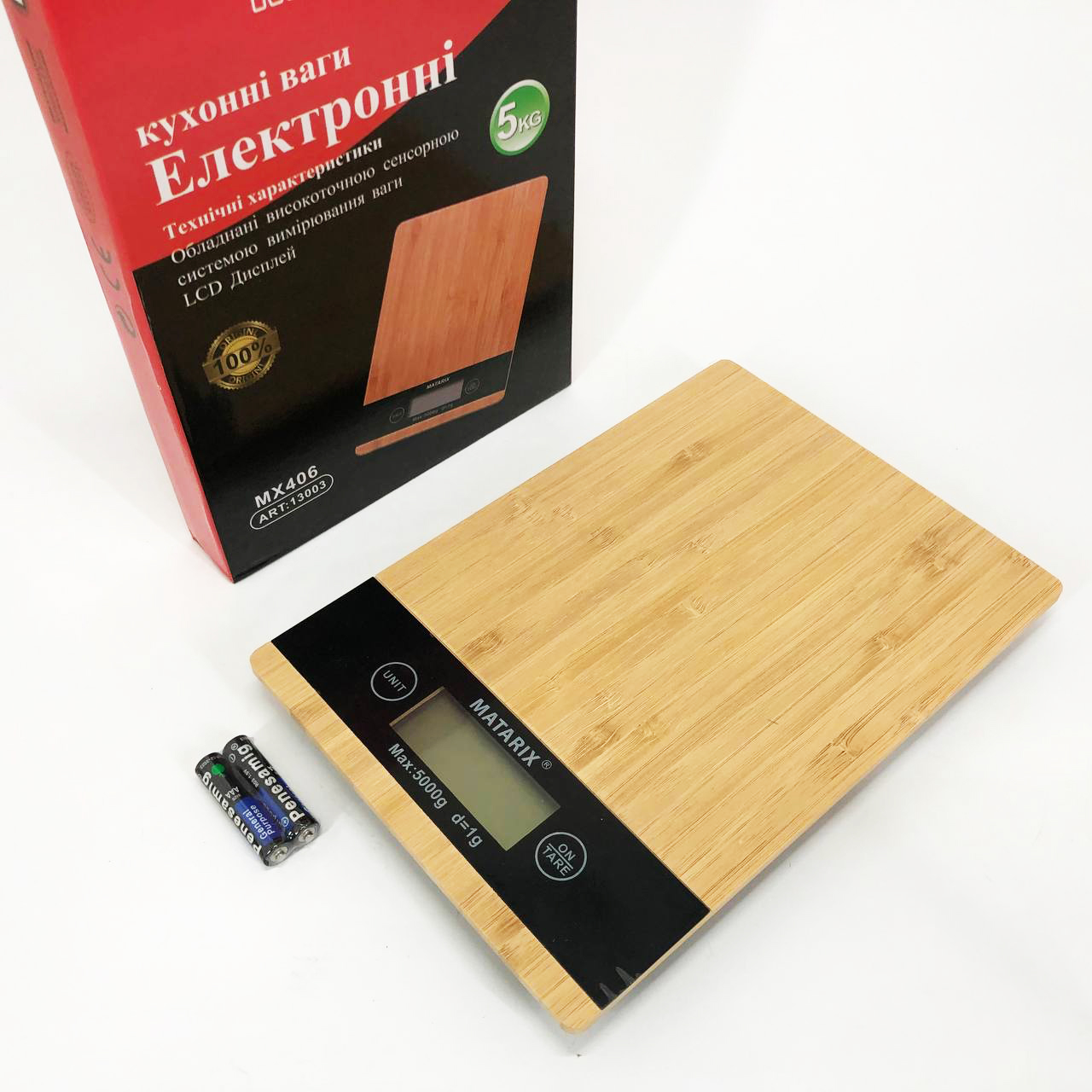 Кухонні ваги MATARIX MX-406 5кг Wood — дерев'яна платформа — изображение 3