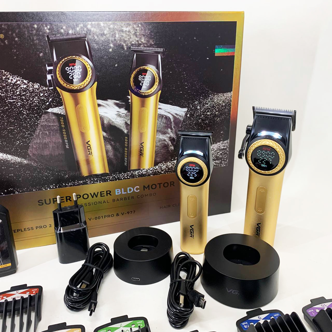 Набір VGR V-001 + V-977 GOLD — машинка і триммер, DLC, до 300хв — изображение 6