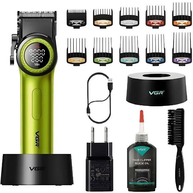 Машинка для стрижки VGR V-001 — LED‑дисплей, DLC‑лезо, 4600 mAh
