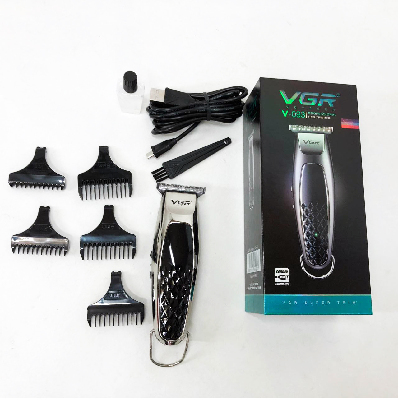 Машинка для стрижки VGR V-093 — акумуляторна, LED-дисплей, 5 насадок — изображение 11