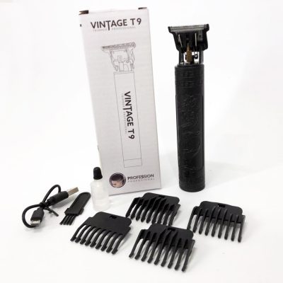 Машинка для стрижки Vintage T9-2 BLACK — 4 насадки, до 120 хв автономії