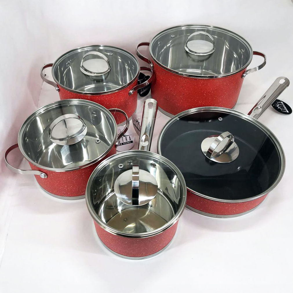 Набір посуду 10 предметів ASTRA A-2510, набір каструль з антипригарним покриттям, гарні каструлі — изображение 9