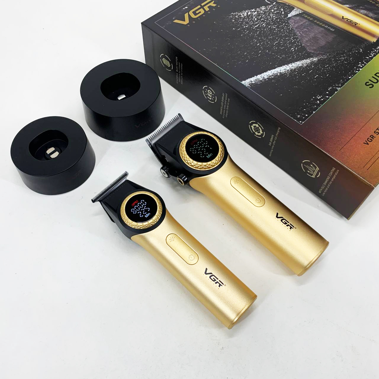 Набір VGR V-001 + V-977 GOLD — машинка і триммер, DLC, до 300хв — изображение 12
