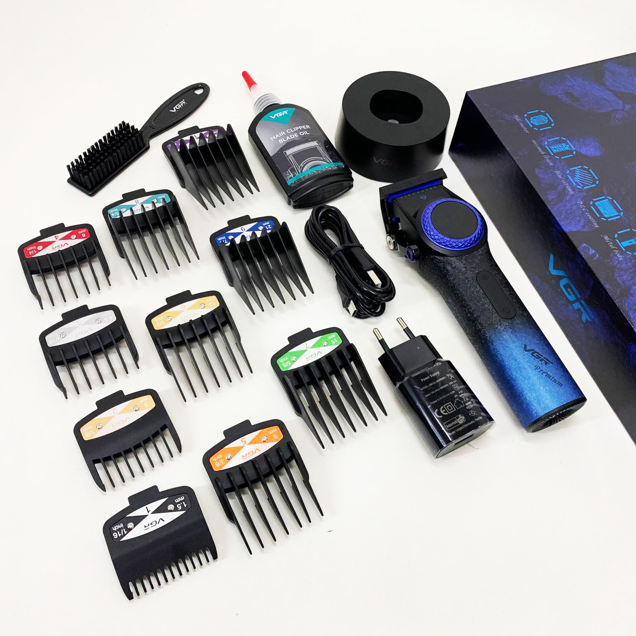 Машинка для стрижки VGR V-001 — до 9000 об/хв, LED-дисплей, 10 насадок — изображение 11