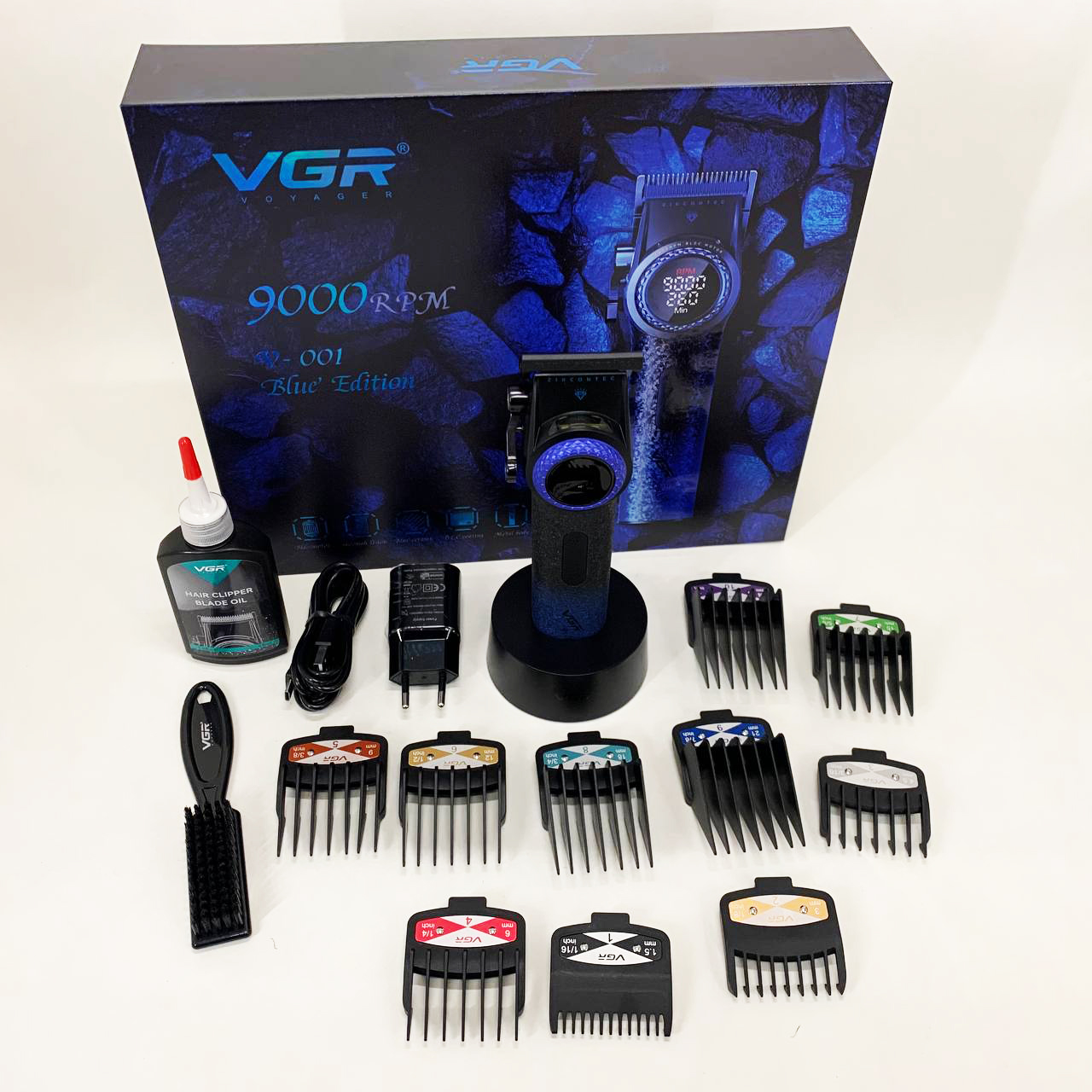 Машинка для стрижки VGR V-001 — до 9000 об/хв, LED-дисплей, 10 насадок — изображение 19