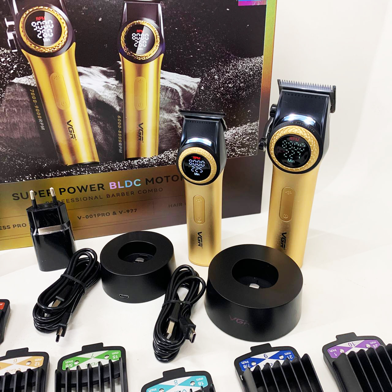 Набір VGR V-001 + V-977 GOLD — машинка і триммер, DLC, до 300хв — изображение 2